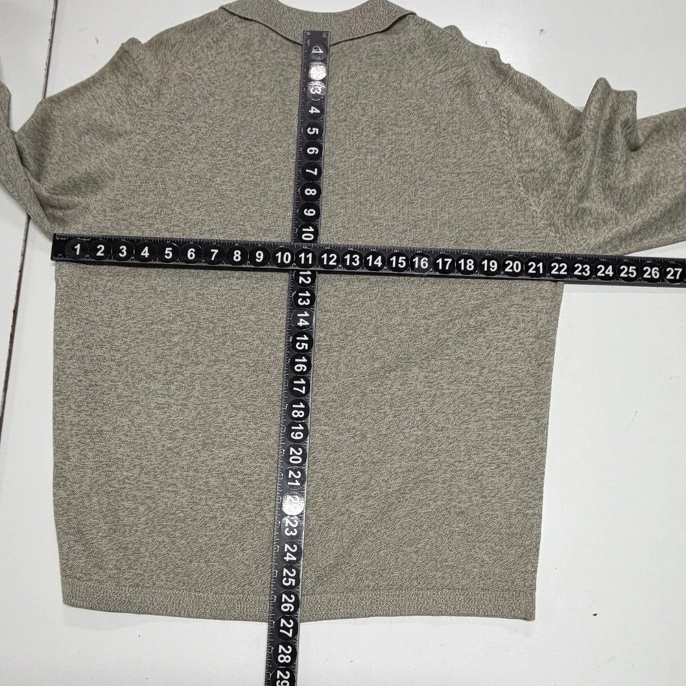 Brandini Sweater‎ Mens Large Tan Polo Pullover Long Sleeve Marl Knit Cotton